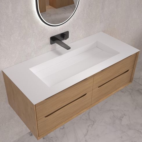 Barcelona Matt White Stone Double Vanity Sink 1200mm
