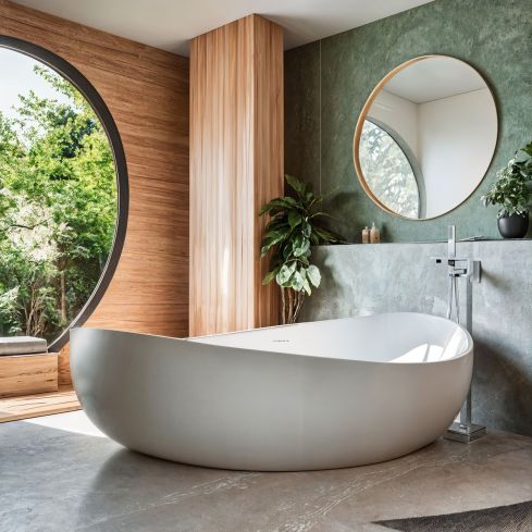 Coruna Matt White Freestanding Stone Bath 1800mm