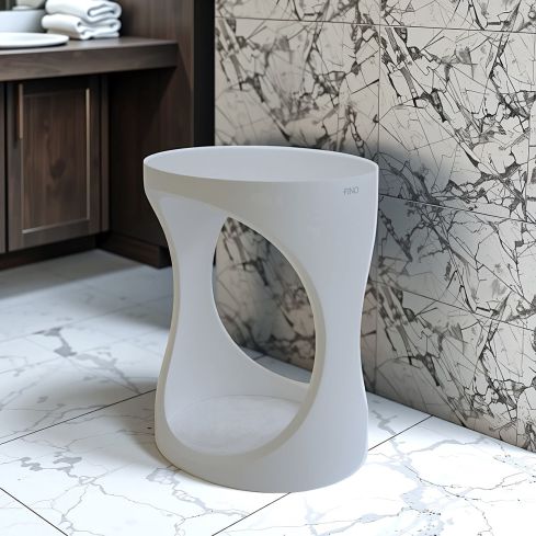 Morella Matt White Stone Bathroom Seat