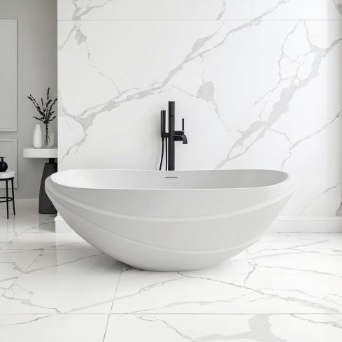 San Sebastian Matt White Freestanding Stone Bath 1700mm