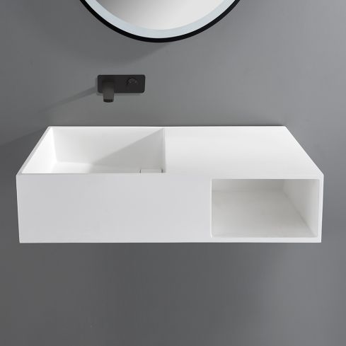 Madrid Matt White Wall Hung Stone Vanity Unit 800mm