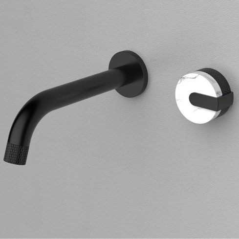 Wall Mounted Black Tap With Single Marble Handle