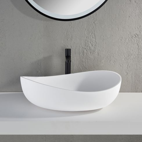 Mallorca Matt White Countertop Stone Basin 600mm