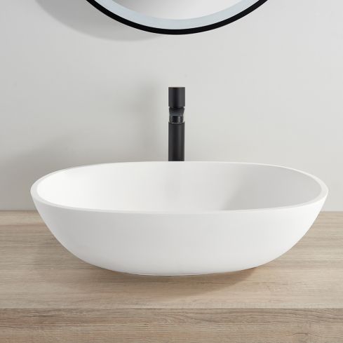 Almeria Matt White Countertop Stone Basin 550mm