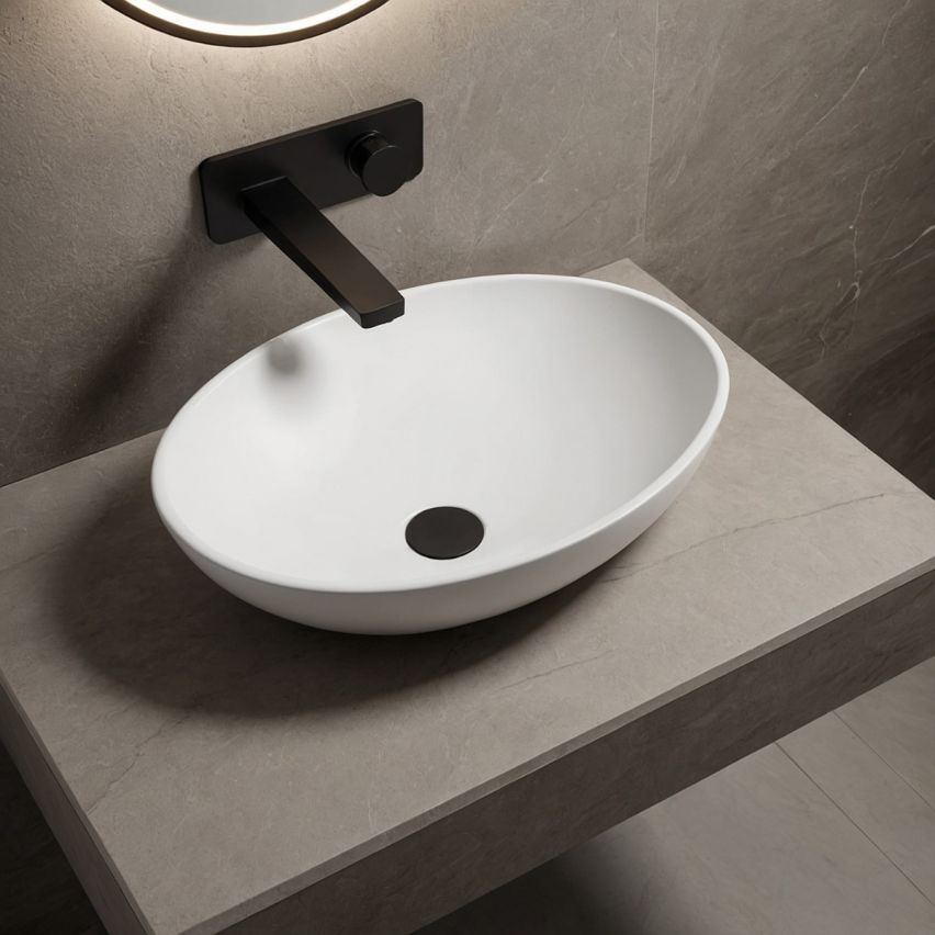 Almagro Matt White Countertop Stone Basin 480mm