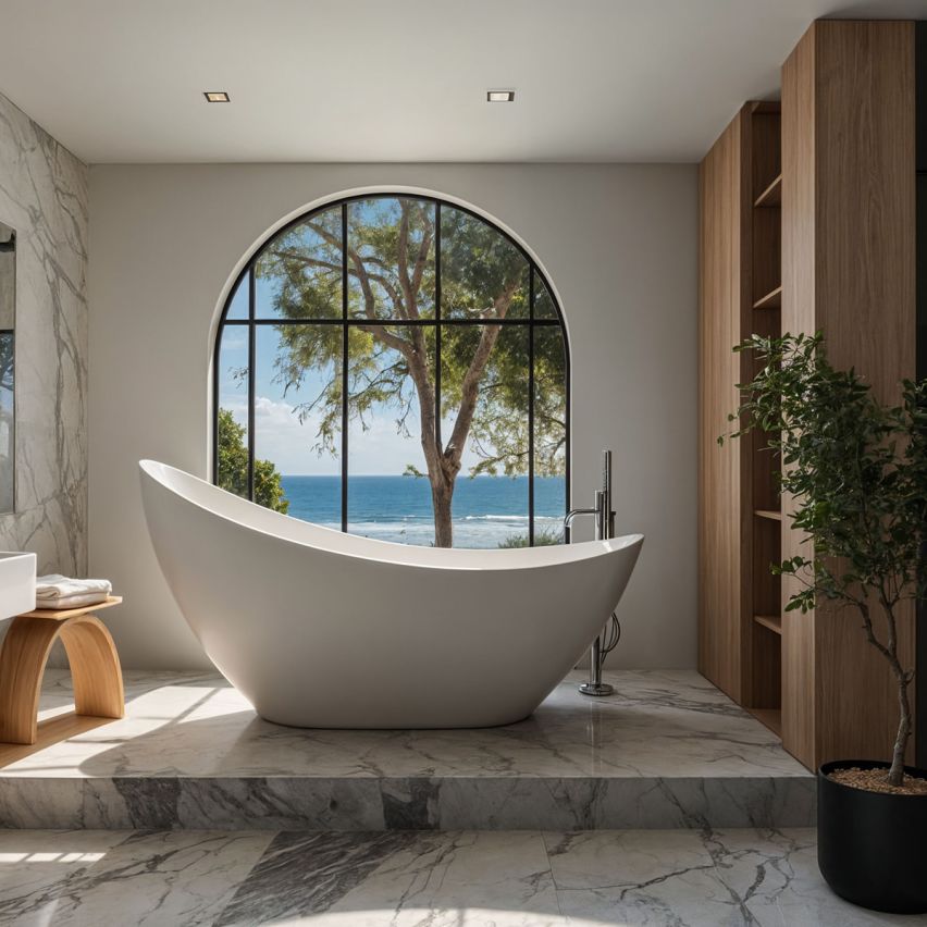 Barcena Matt White Freestanding Stone Bath 1870mm