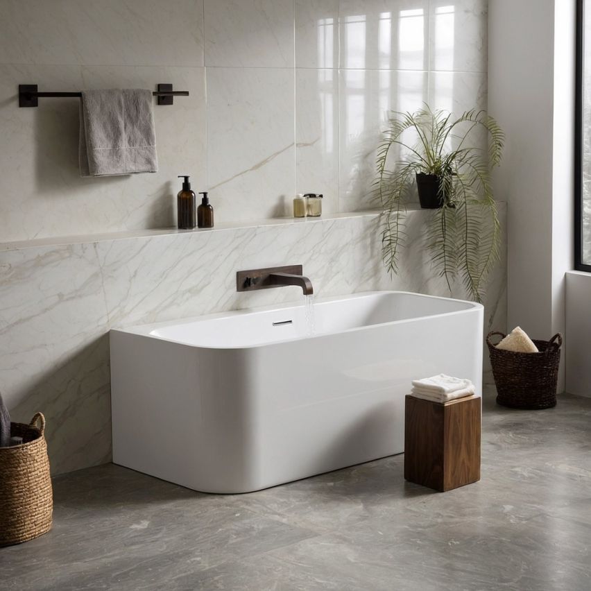 Clarevo Gloss White Back To Wall Acrylic Bath 170 x 75cm