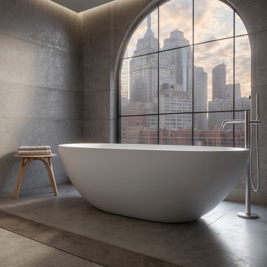 Casares Matt White With Gloss Freestanding Stone Bath 1800mm