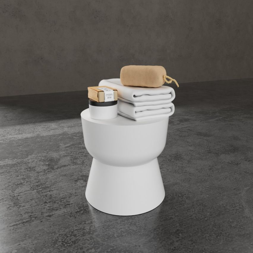Mijas Matt White Stone Round Bathroom Table