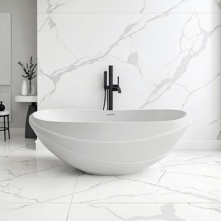 San Sebastian Matt White Freestanding Stone Bath 1700mm