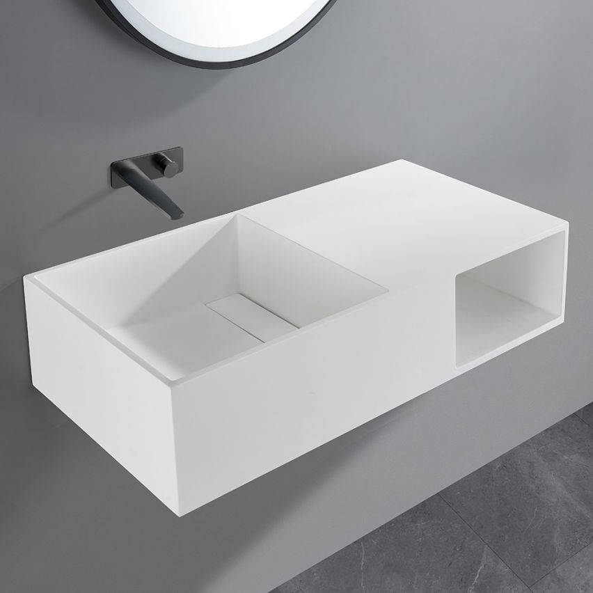 Madrid Matt White Wall Hung Stone Vanity Unit 800mm