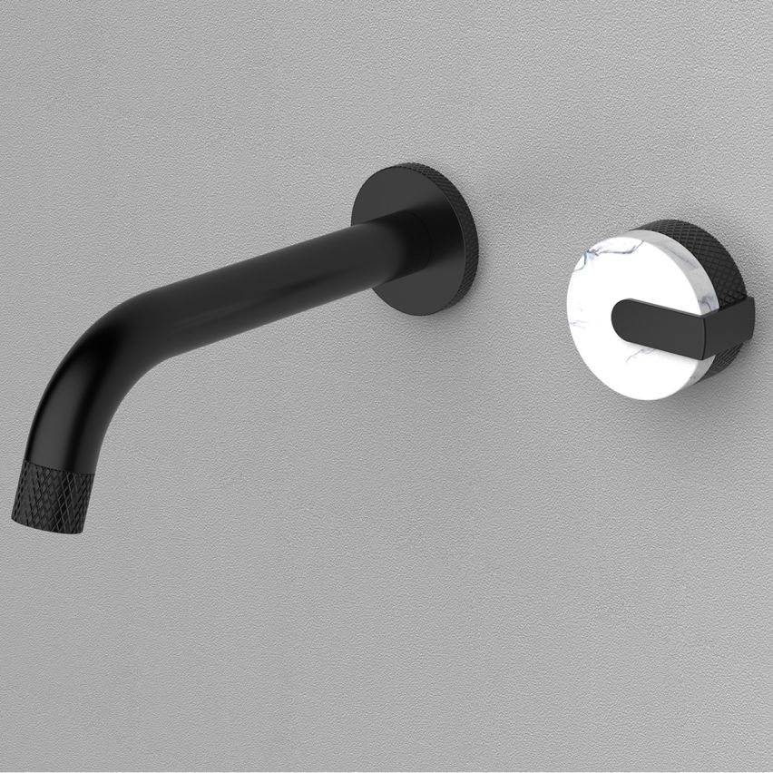 Wall Mounted Black Tap With Single Marble Handle